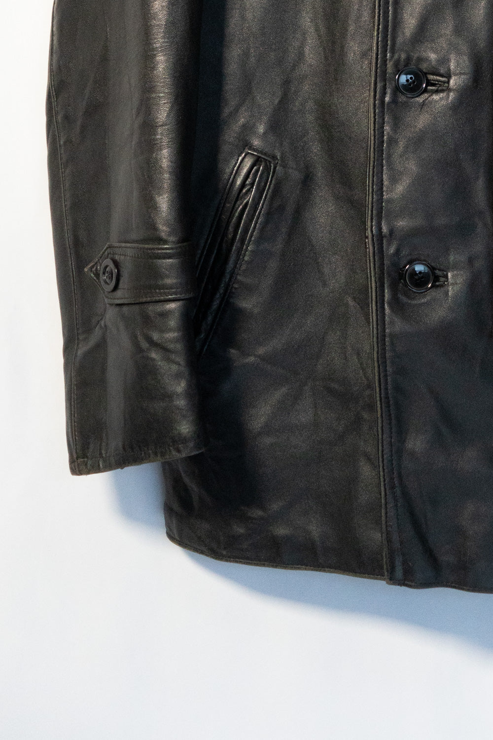 Veste en cuir vintage française Corbusier des années 40-50 « CNET » avec jugulaire
