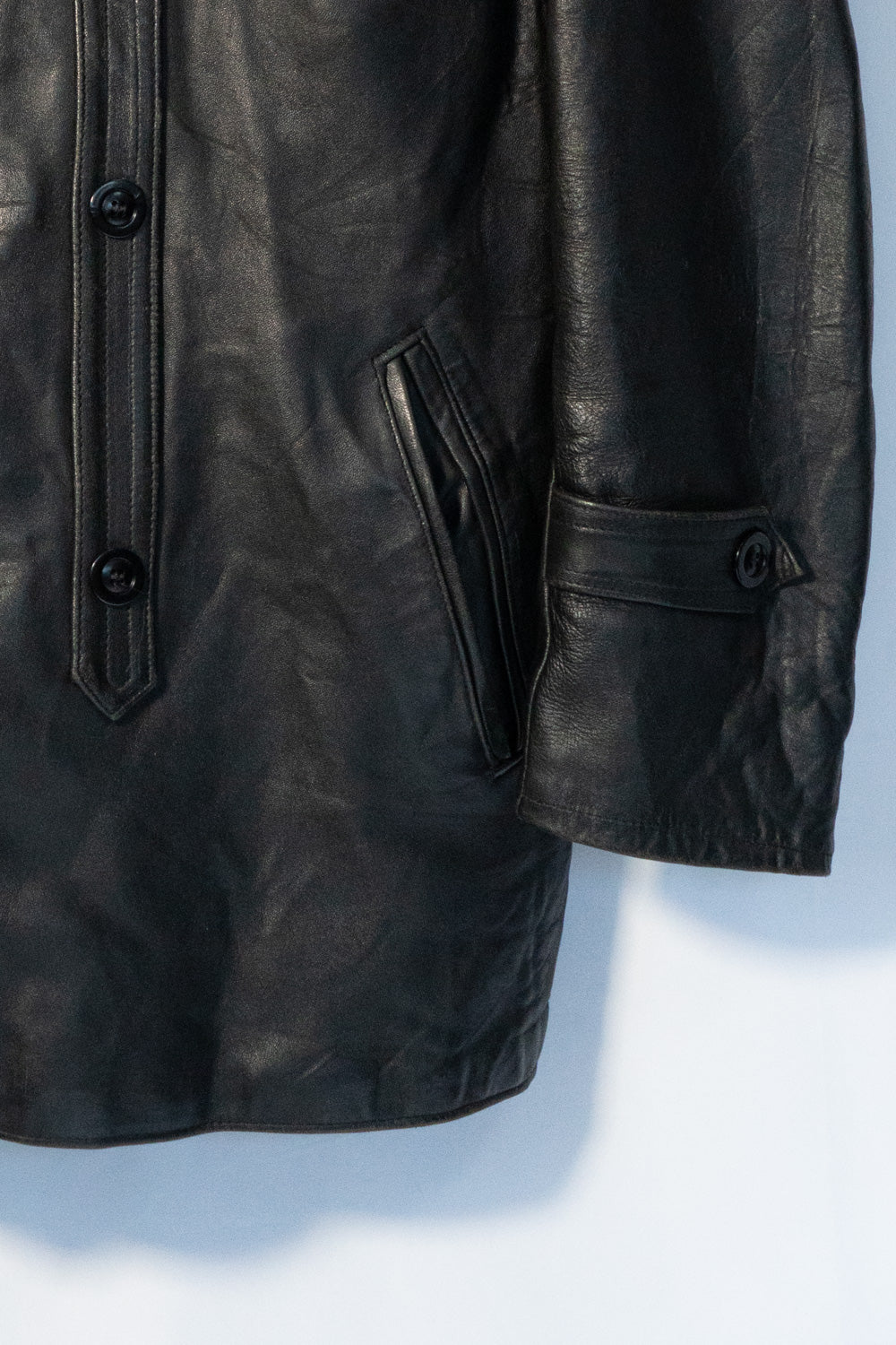 Veste en cuir vintage française Corbusier des années 70-80 « EDF » avec jugulaire