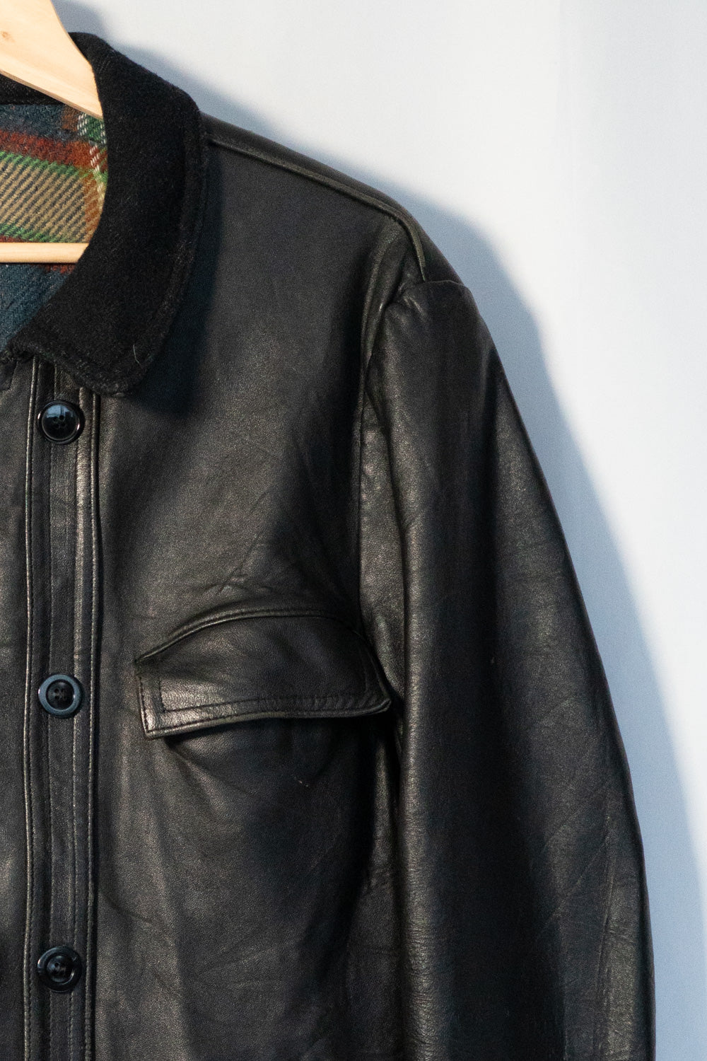 Veste en cuir vintage française Corbusier des années 70-80 « EDF » avec jugulaire