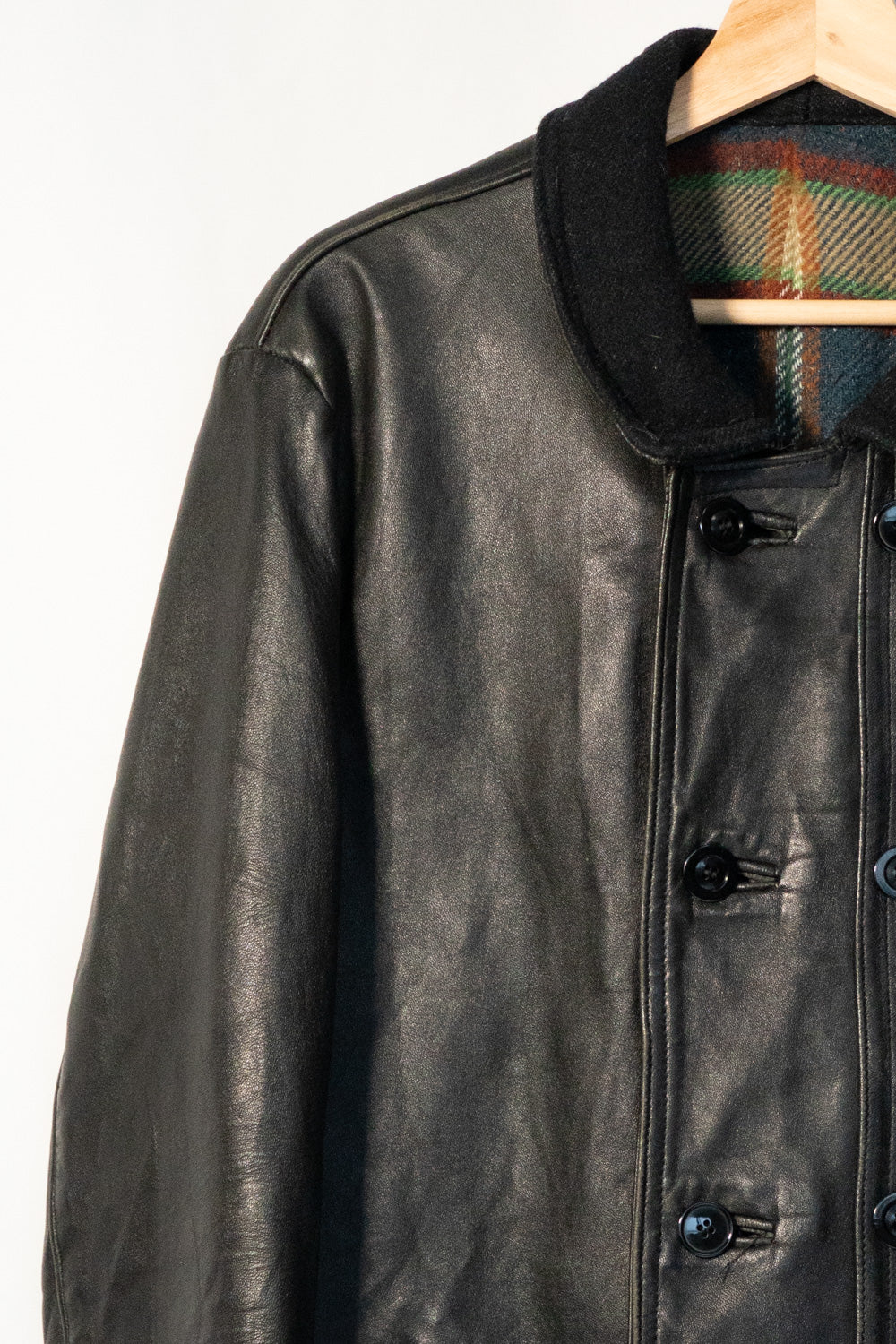 Veste en cuir vintage française Corbusier des années 70-80 « EDF » avec jugulaire