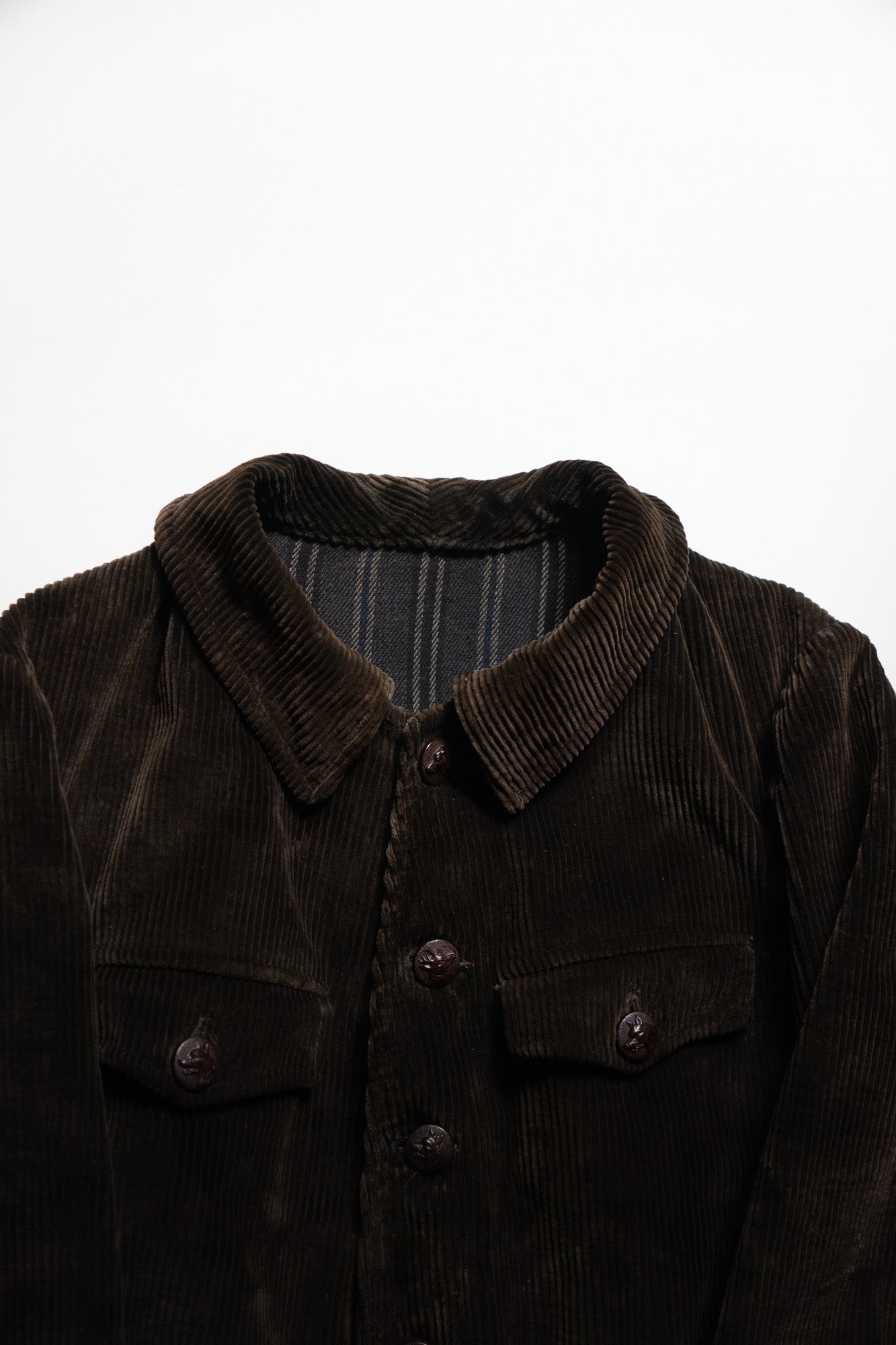 Veste de chasse en velours côtelé marron Adolphe Lafont des années 30