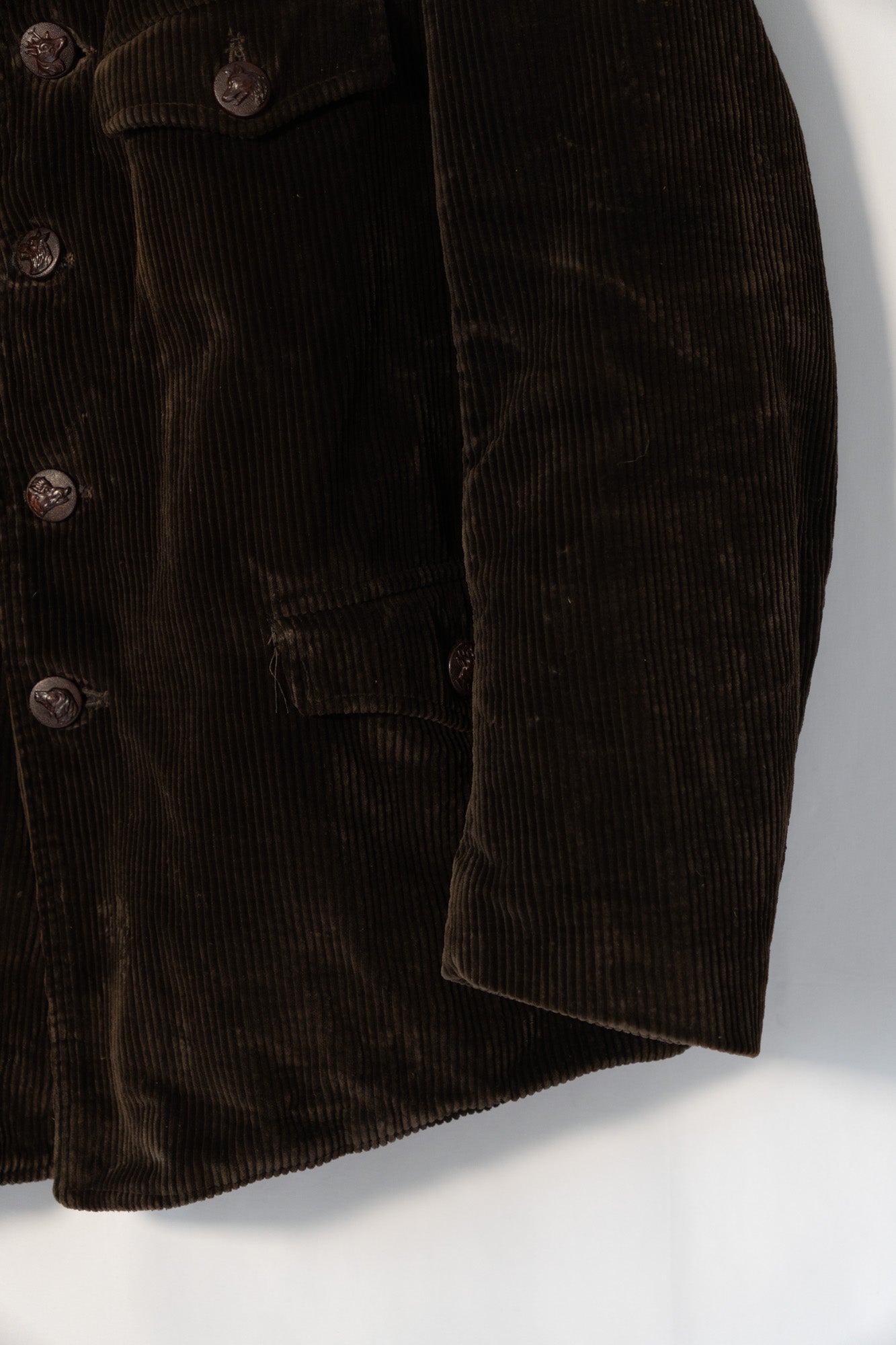 Veste de chasse en velours côtelé marron Adolphe Lafont des années 30
