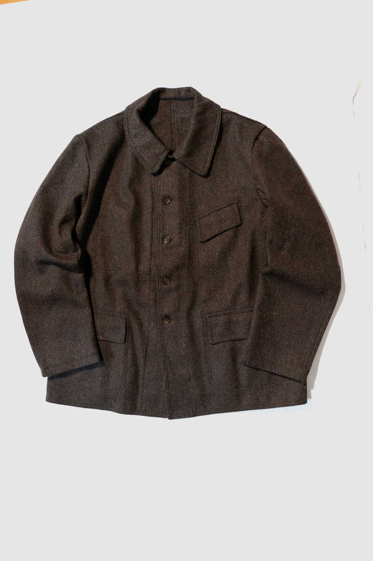 50er Jahre französische Arbeitsjacke aus Pascal-Wolle „Braun” DeadStock