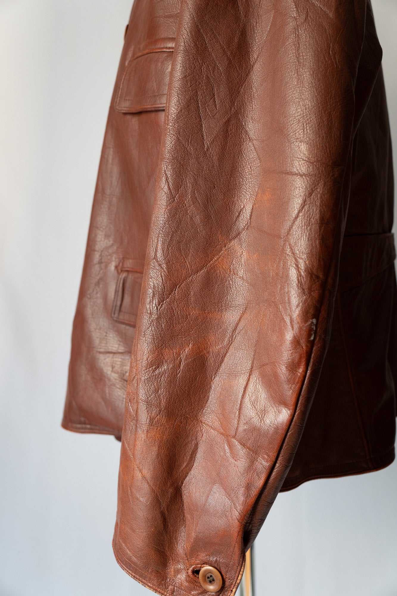 ~40s Sweden Work Goatskin Double Breasted Leather Jacket
