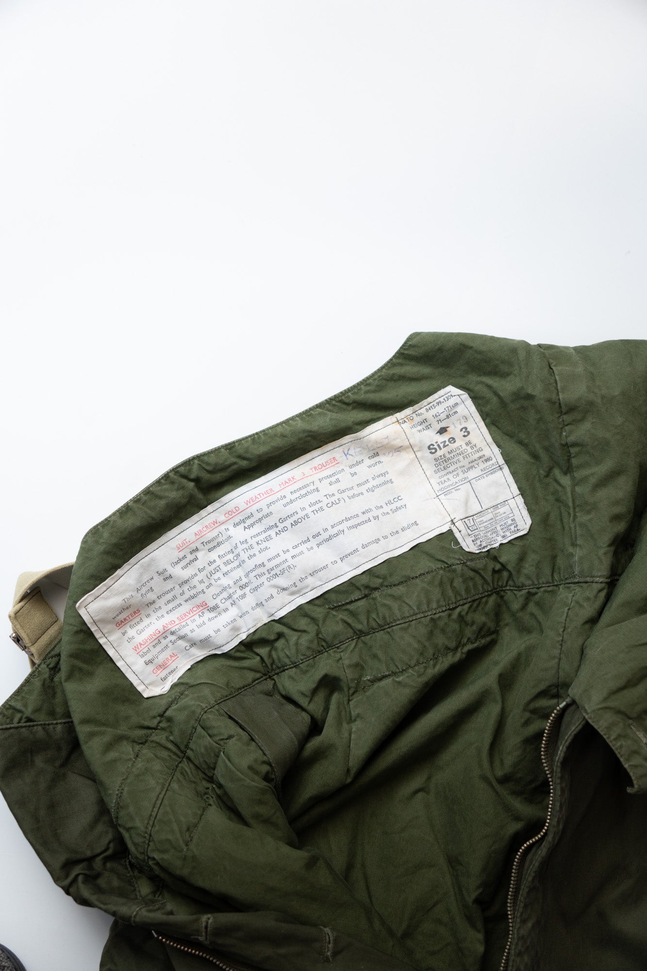 Pantalon MK3 pour équipage aérien par temps froid de la Royal Air Force britannique des années 80