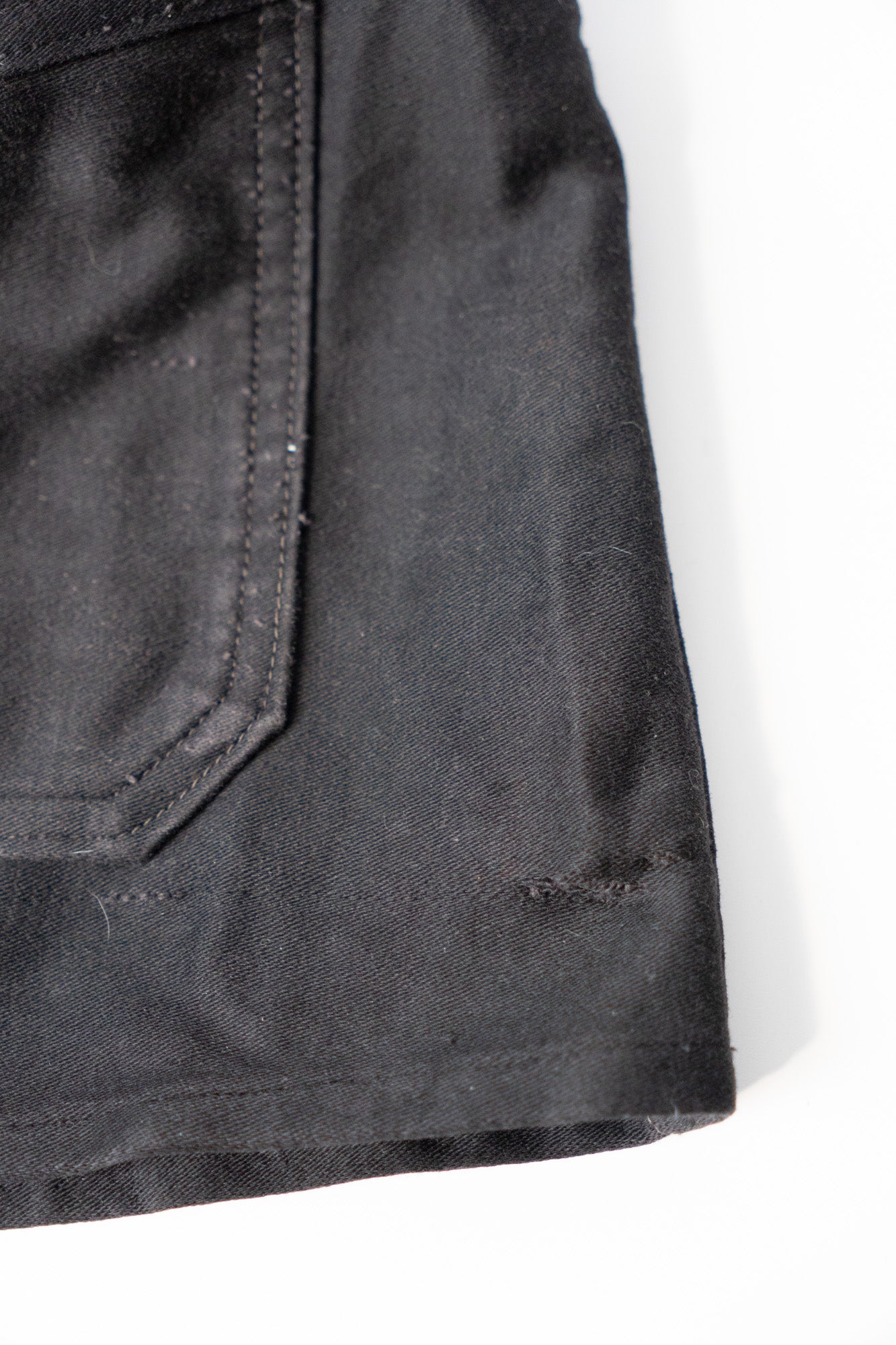 ~30er Jahre Französische Arbeitsjacke aus schwarzem leichtem Moleskin „4 Buttons”