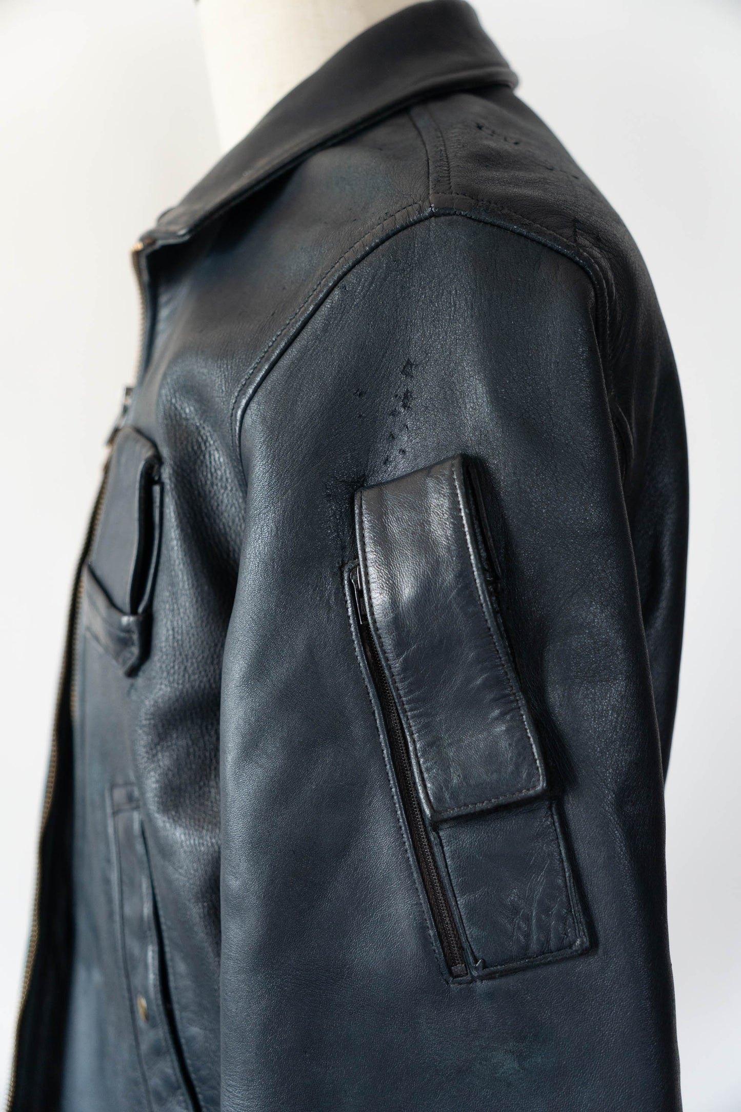 70s French Air Force Pilot Leather Jacket Original①