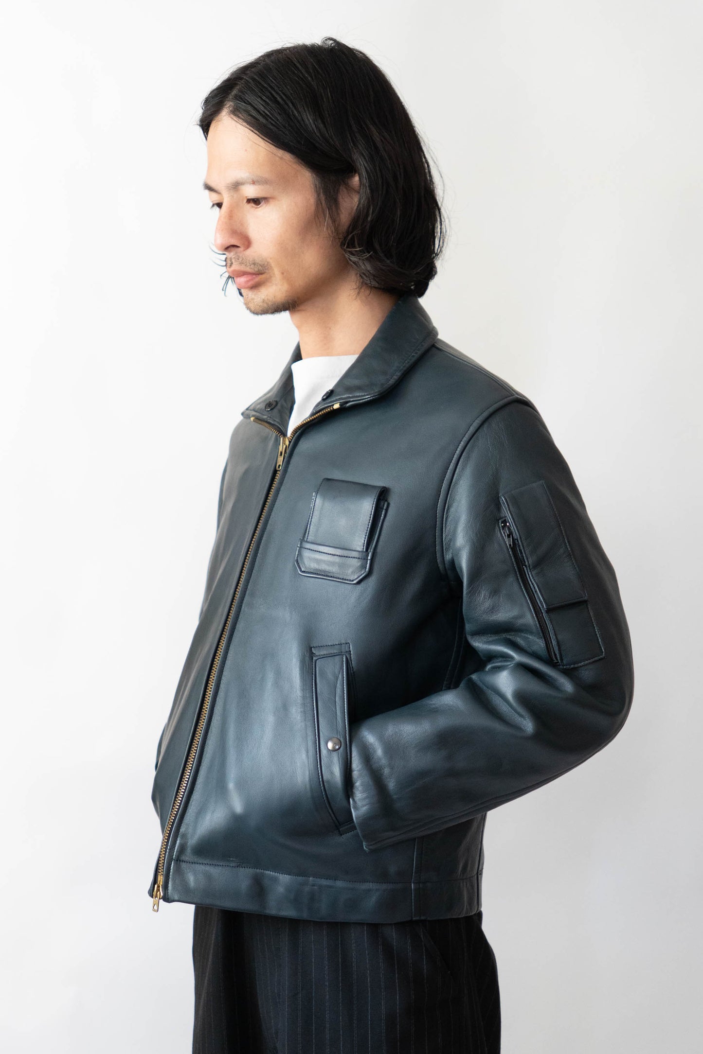 70s French Air Force Pilot Leather Jacket Original dead stock②
