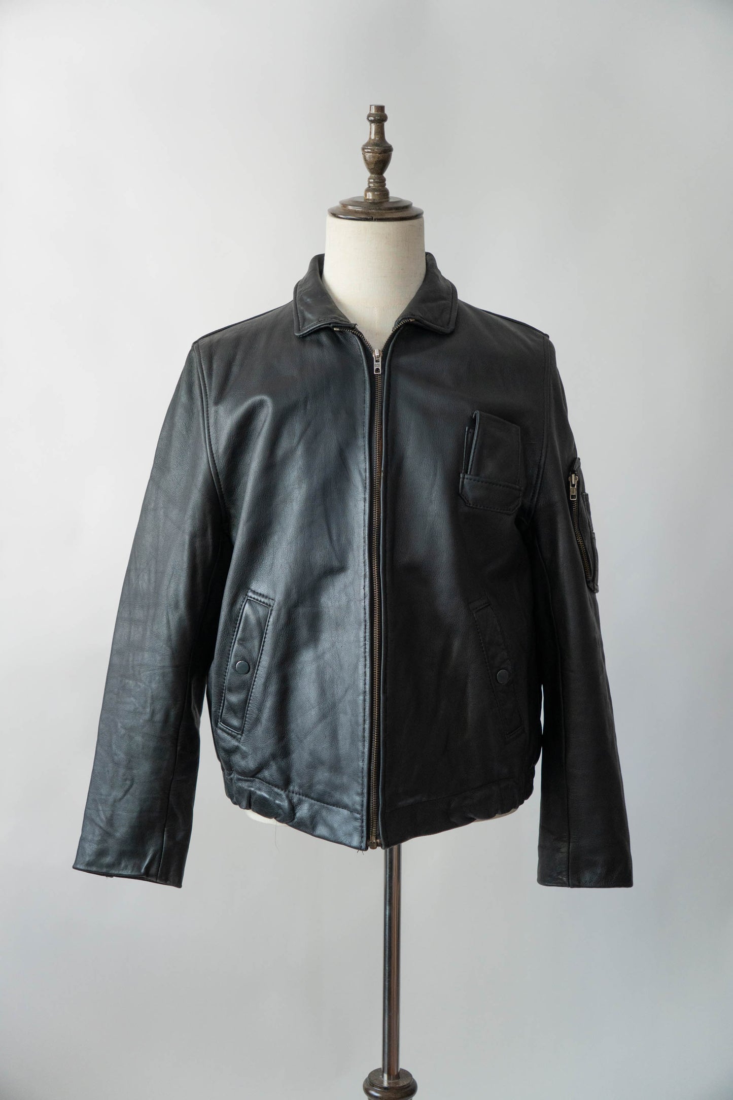 70s French Air Force Pilot Leather Jacket civilian①