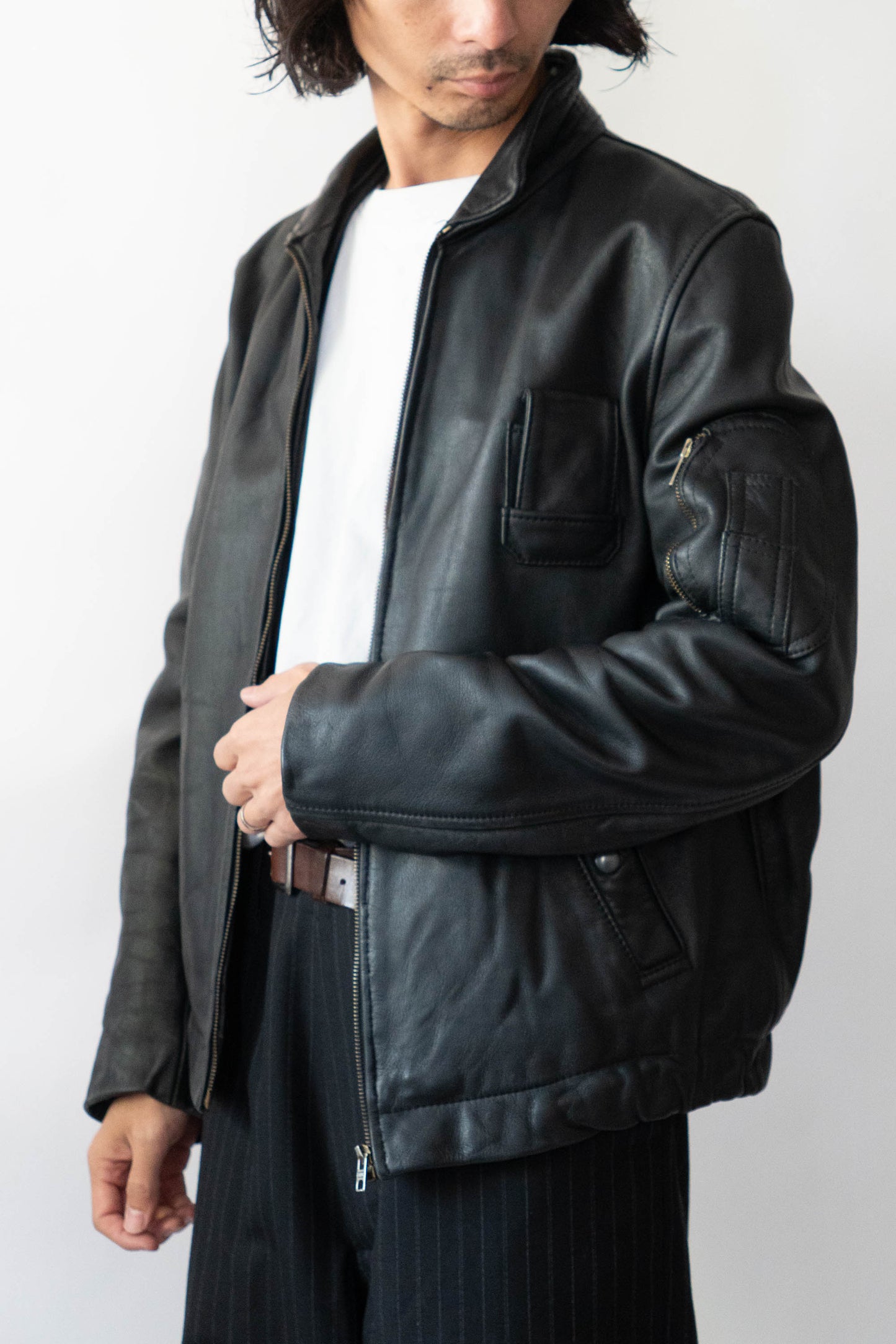 70s French Air Force Pilot Leather Jacket civilian①