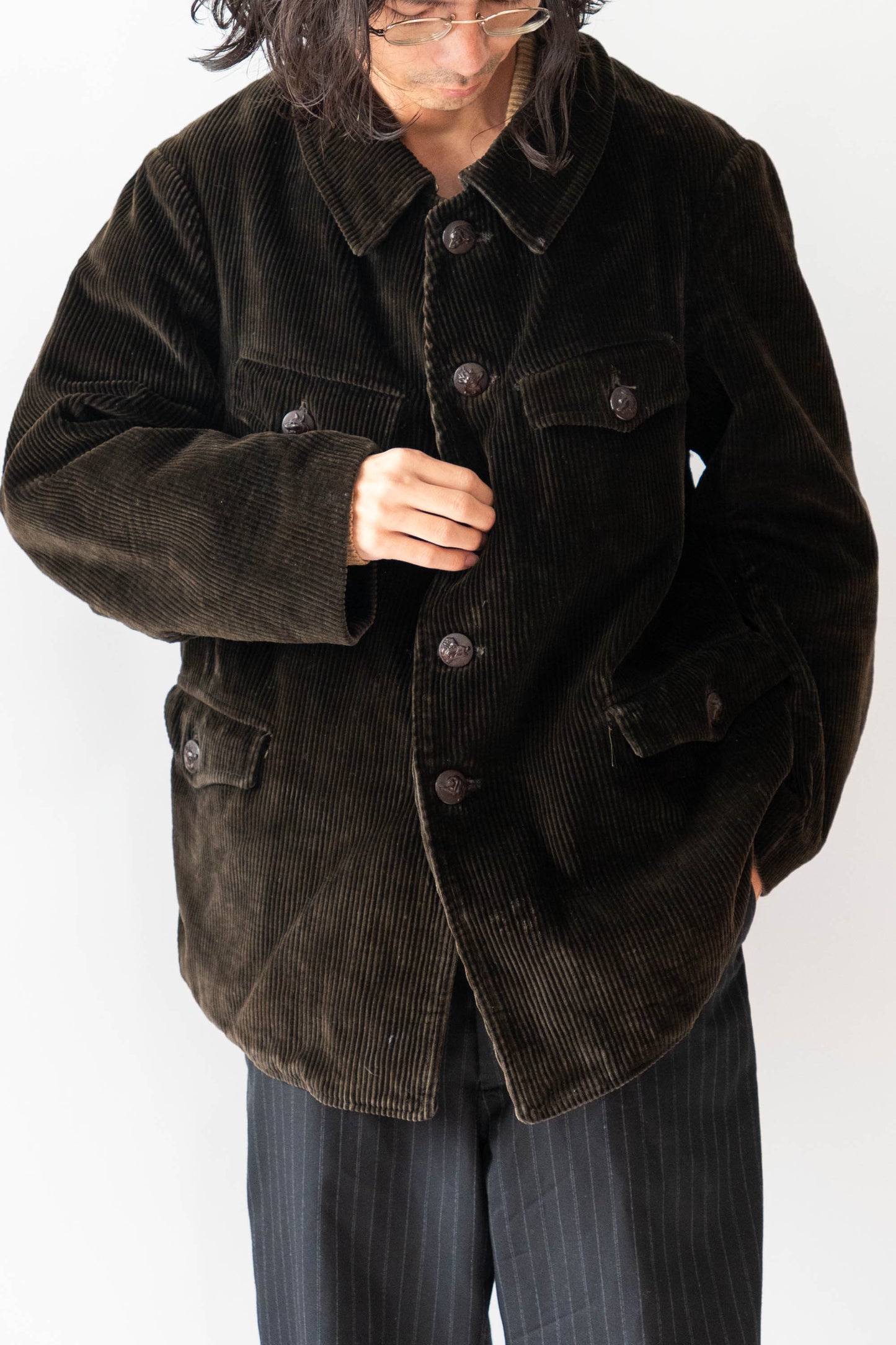 30 年代 AdolpheLafont 棕色燈芯絨狩獵夾克