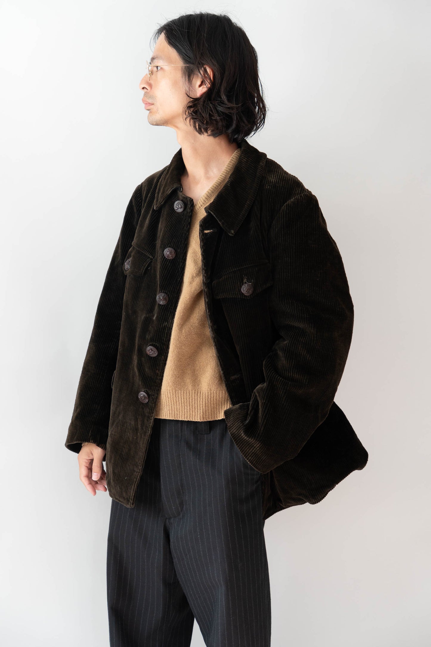 30 年代 AdolpheLafont 棕色燈芯絨狩獵夾克