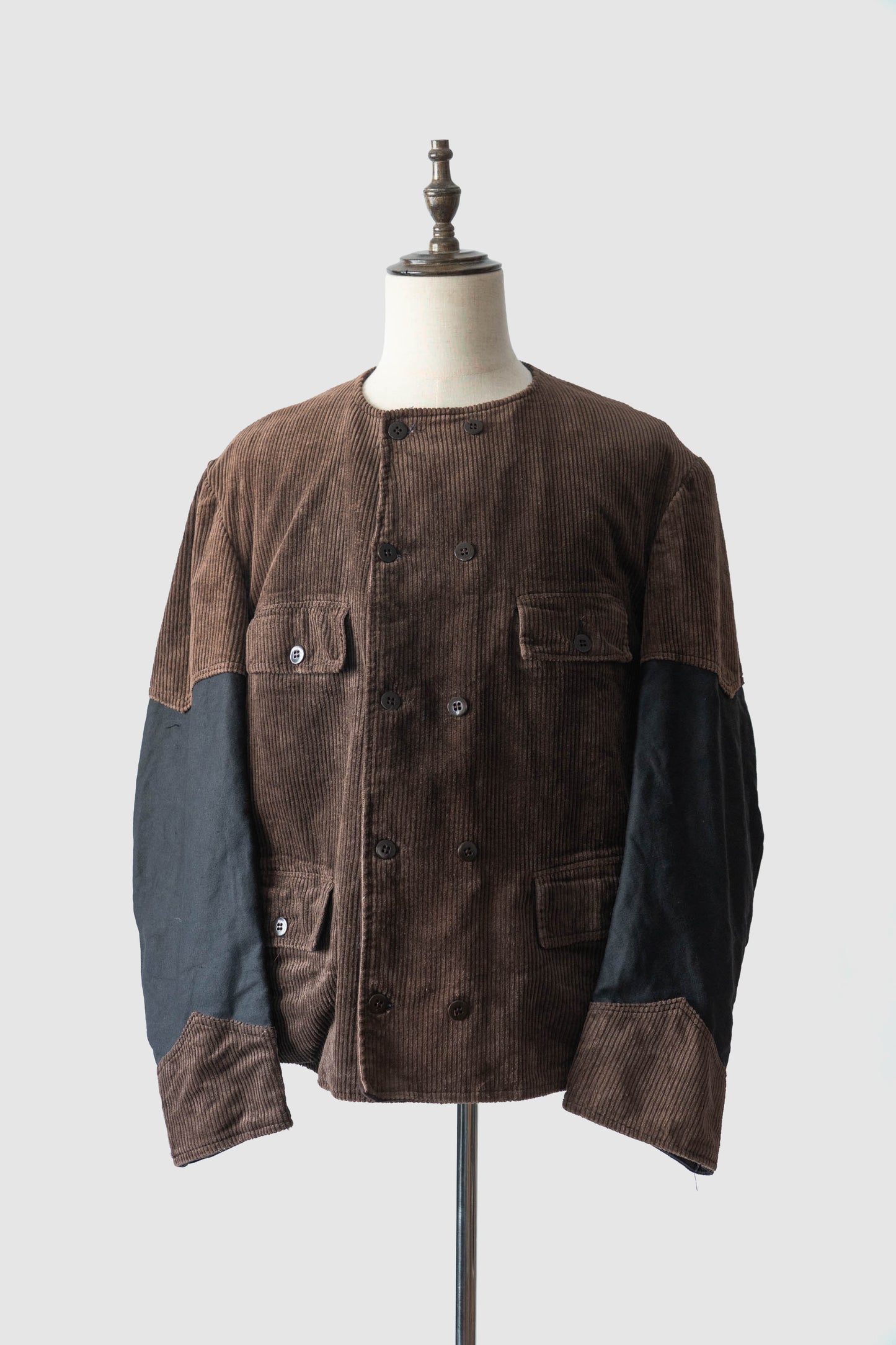 40s belgium brown corduroy double breasted work jacket deadstock