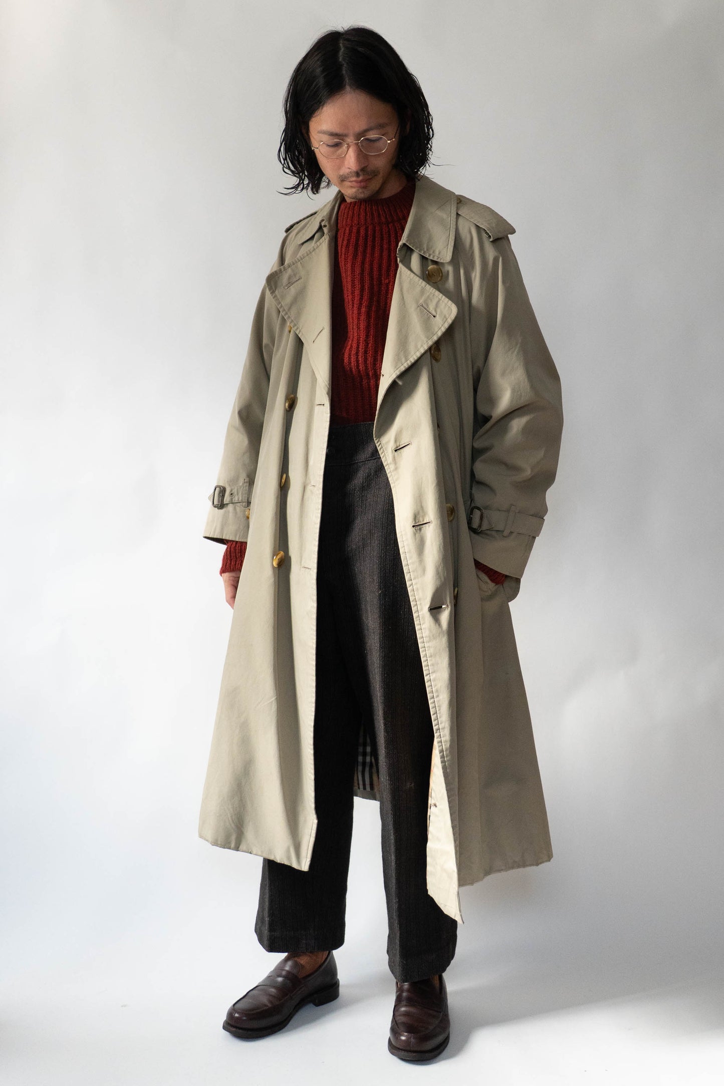 80s burberrys trench coat "trench21" full set cotton fabric