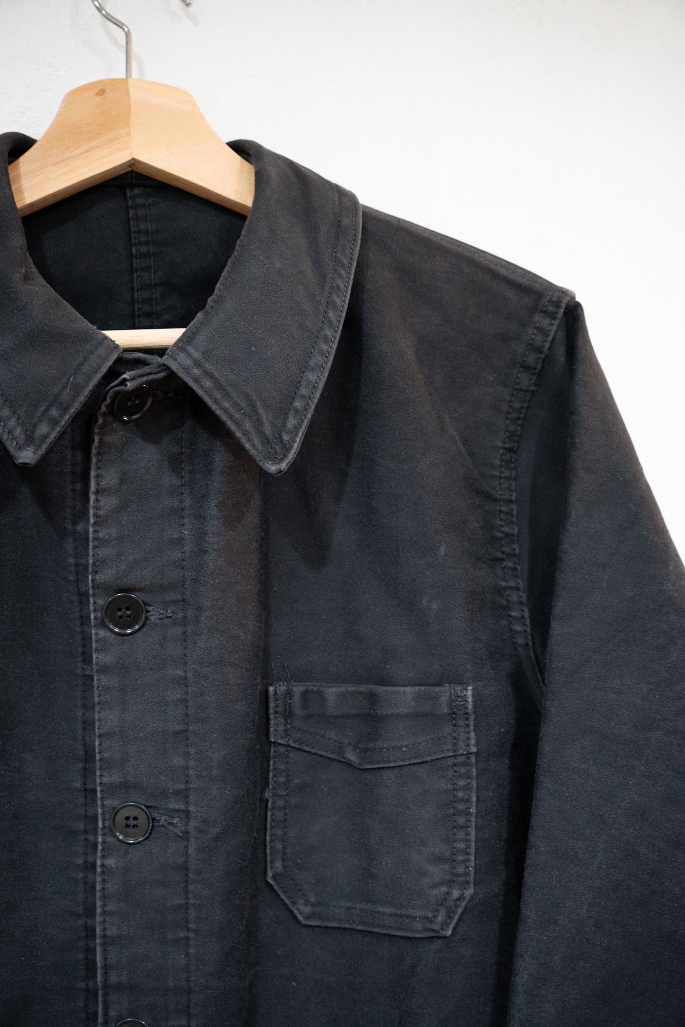 Veste en moleskine noire des années 40 « BEAU-FORT » Vintage français