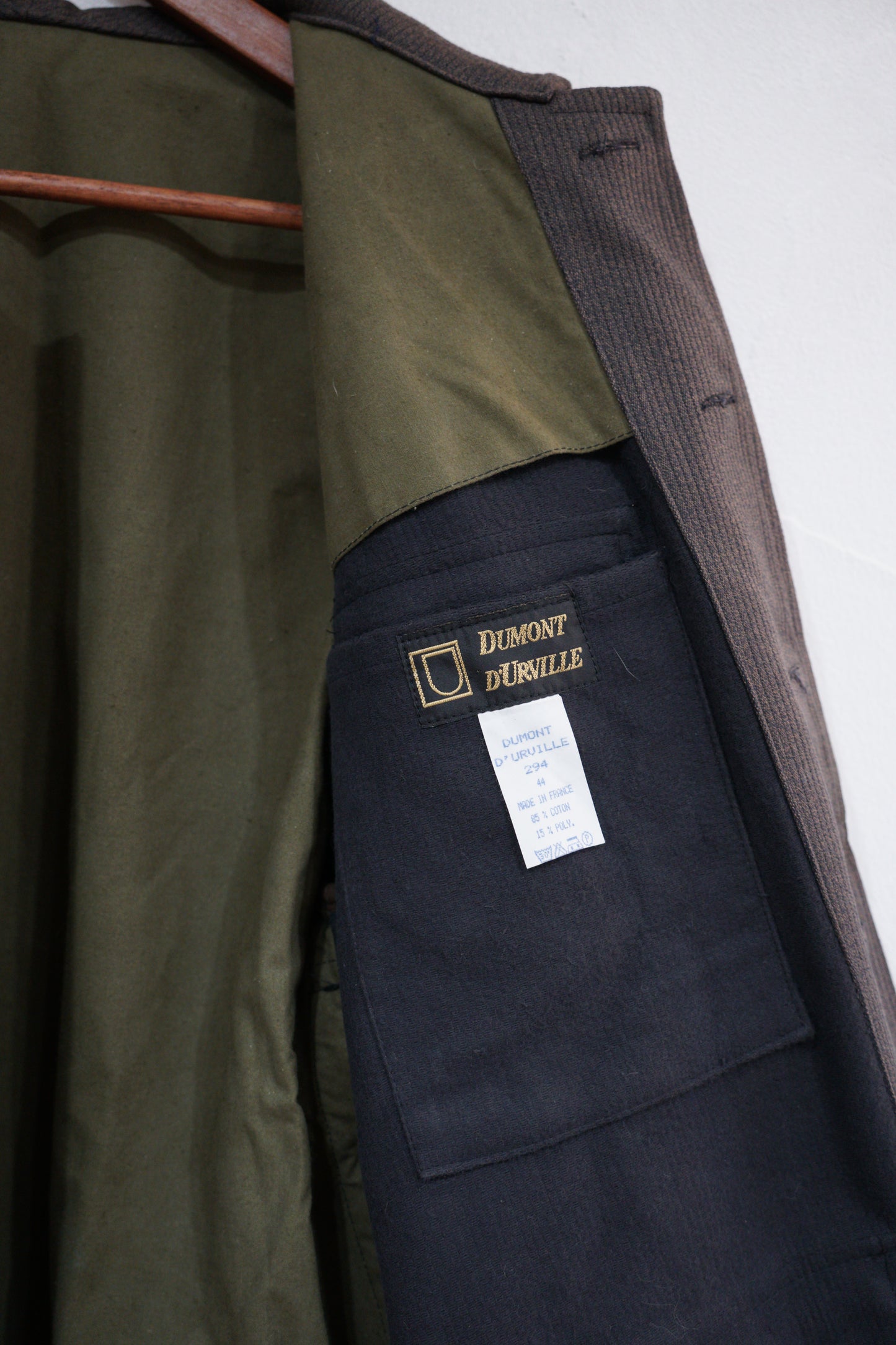 Veste de chasse des années 50 en coton piqué marron sel et poivre « Dumont d'Urville » DEAD STOCK