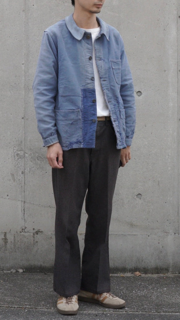 40-50s French Work Blue Moleskin Jacket