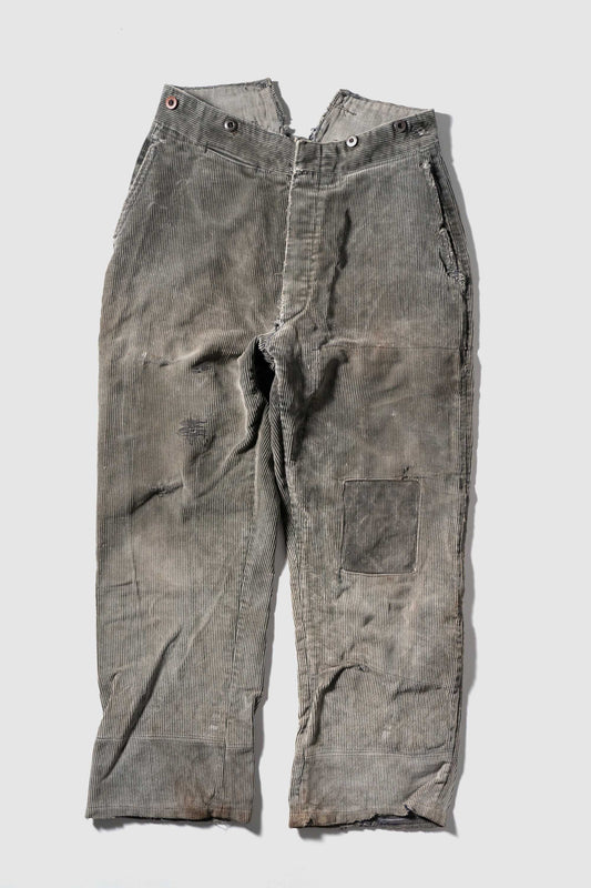 30s French Work Vintage Gray Corduroy Pants
