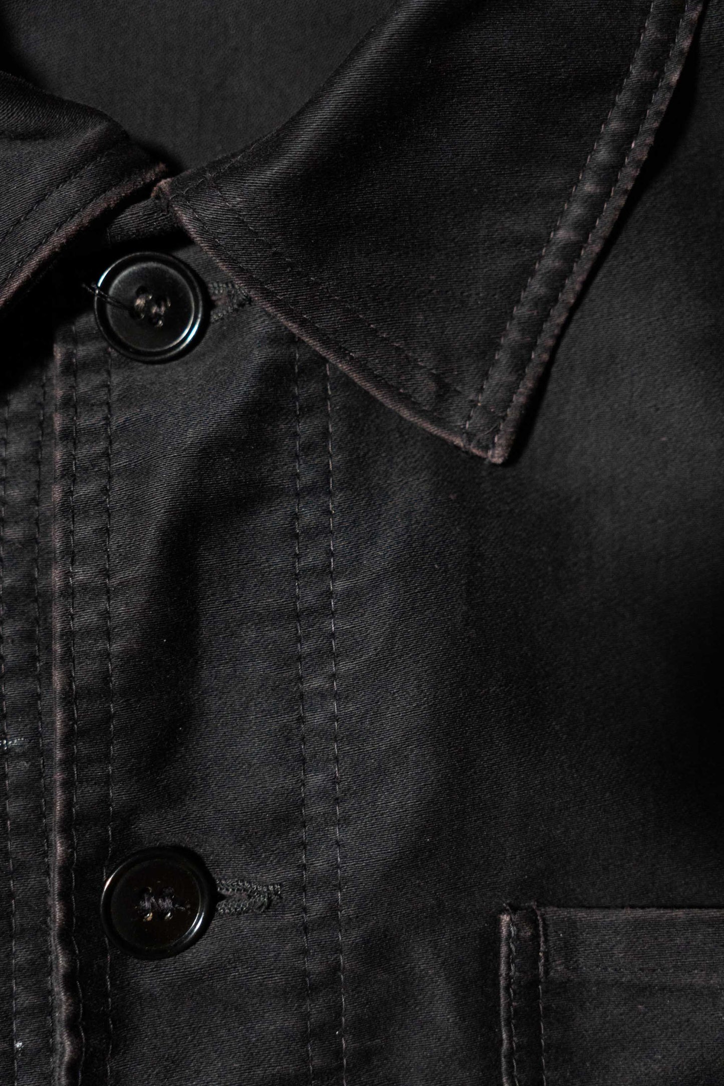 Veste en moleskine noire française des années 50 « Le Mont St Michel »