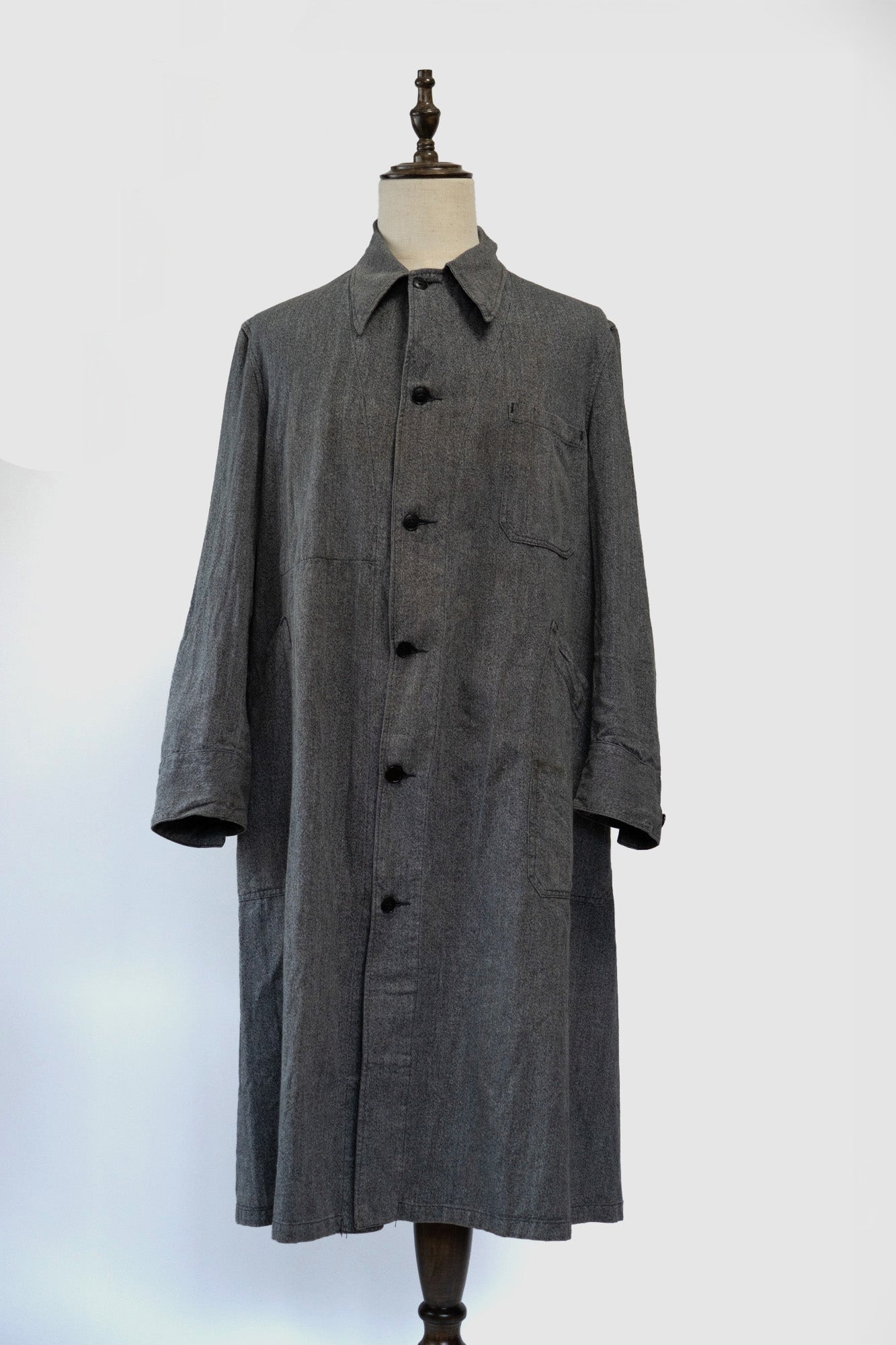 Manteau d'atelier en chambray noir vintage français des années 50