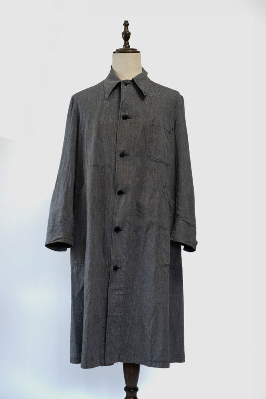 50 Black Chambray Atelier Coat "AU MOLINEL" DEAD STOCK