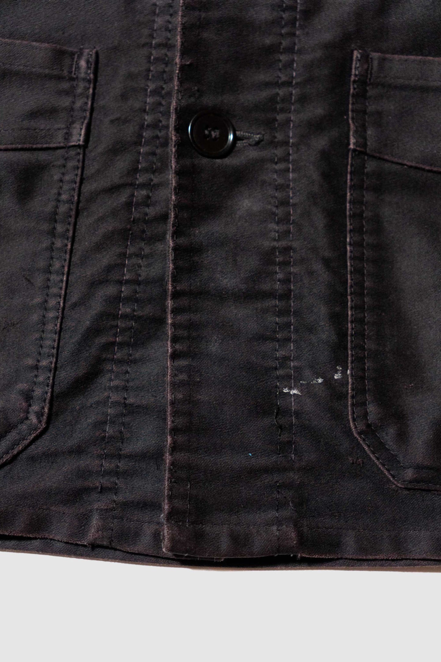 Veste en moleskine noire française des années 50 « Le Mont St Michel »