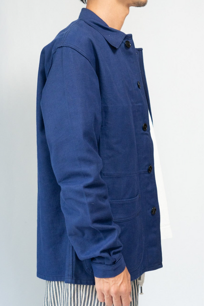50s French Work Blue Cotton Twill Jacket "Le Mont St Michel"Dead Stock