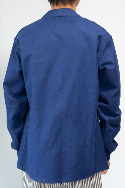 50s French Work Blue Cotton Twill Jacket "Le Mont St Michel"Dead Stock
