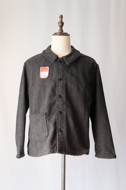 50s French Work Wool Herrinebone Farmers Jacket