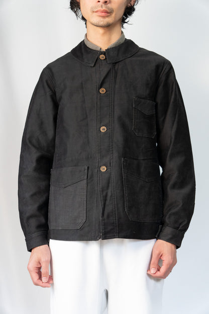 ~30s French Work Black Light Moleskin Jacket "4 Buttons"