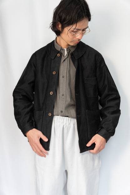 ~30s French Work Black Light Moleskin Jacket "4 Buttons"
