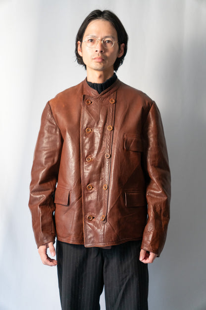 〜40s Sweden Work Goatskin Double Breasted Leather Jacket