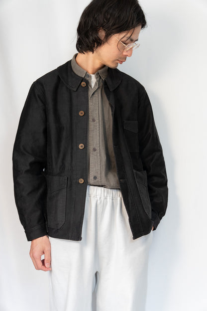 ~30s French Work Black Light Moleskin Jacket "4 Buttons"