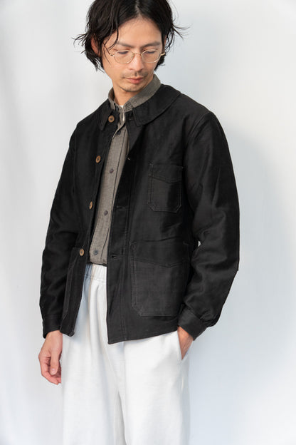 ~30s French Work Black Light Moleskin Jacket "4 Buttons"