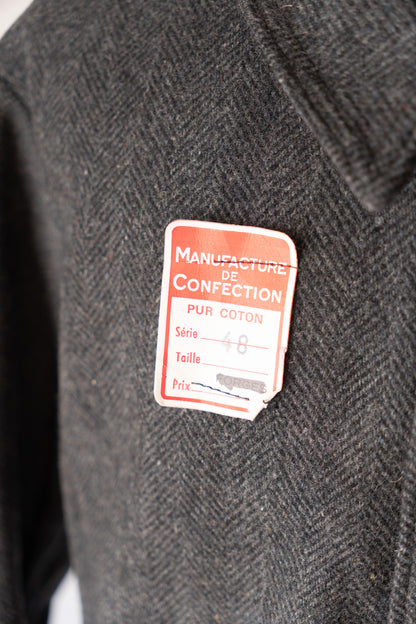 50s French Work Wool Herrinebone Farmers Jacket