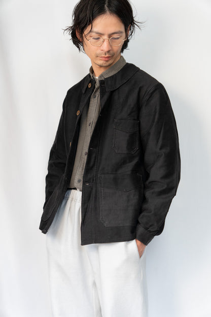 ~30s French Work Black Light Moleskin Jacket "4 Buttons"