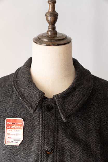 50s French Work Wool Herrinebone Farmers Jacket