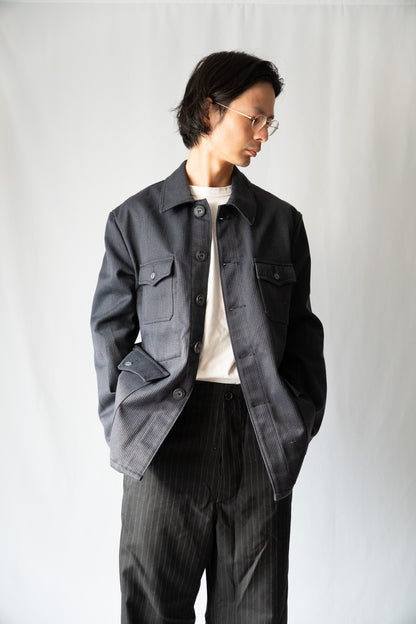 60s French Work Cotton Pique Hunting Jacket "Le Beau-Fort"　