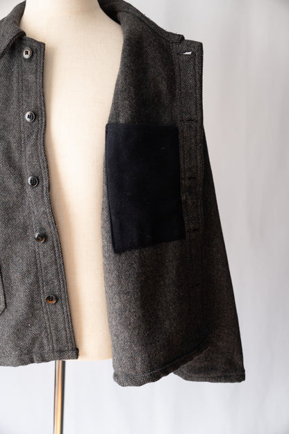 50s French Work Wool Herrinebone Farmers Jacket