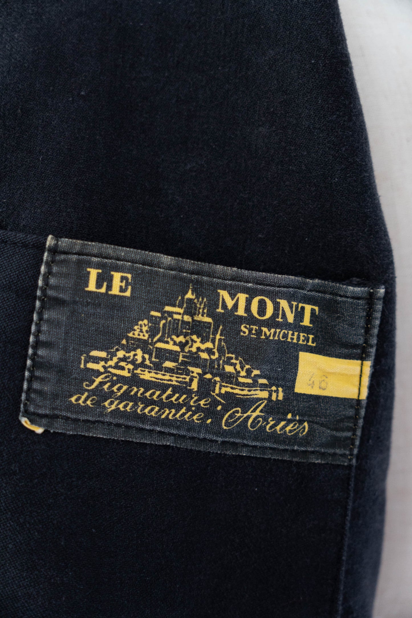 ~50s French Work Black Moleskin Jacket "Le Mont St Michel"