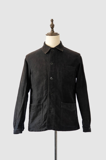 ~50s French Work Black Moleskin Jacket "Le Mont St Michel"