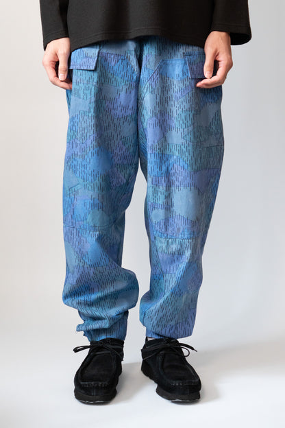 80s Czechoslovakian Fire Brigade Blue Sprinter Camouflage Trouser Deadstock