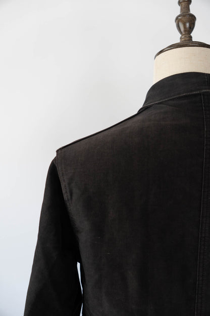 ~50s French Work Black Moleskin Jacket "Le Mont St Michel"