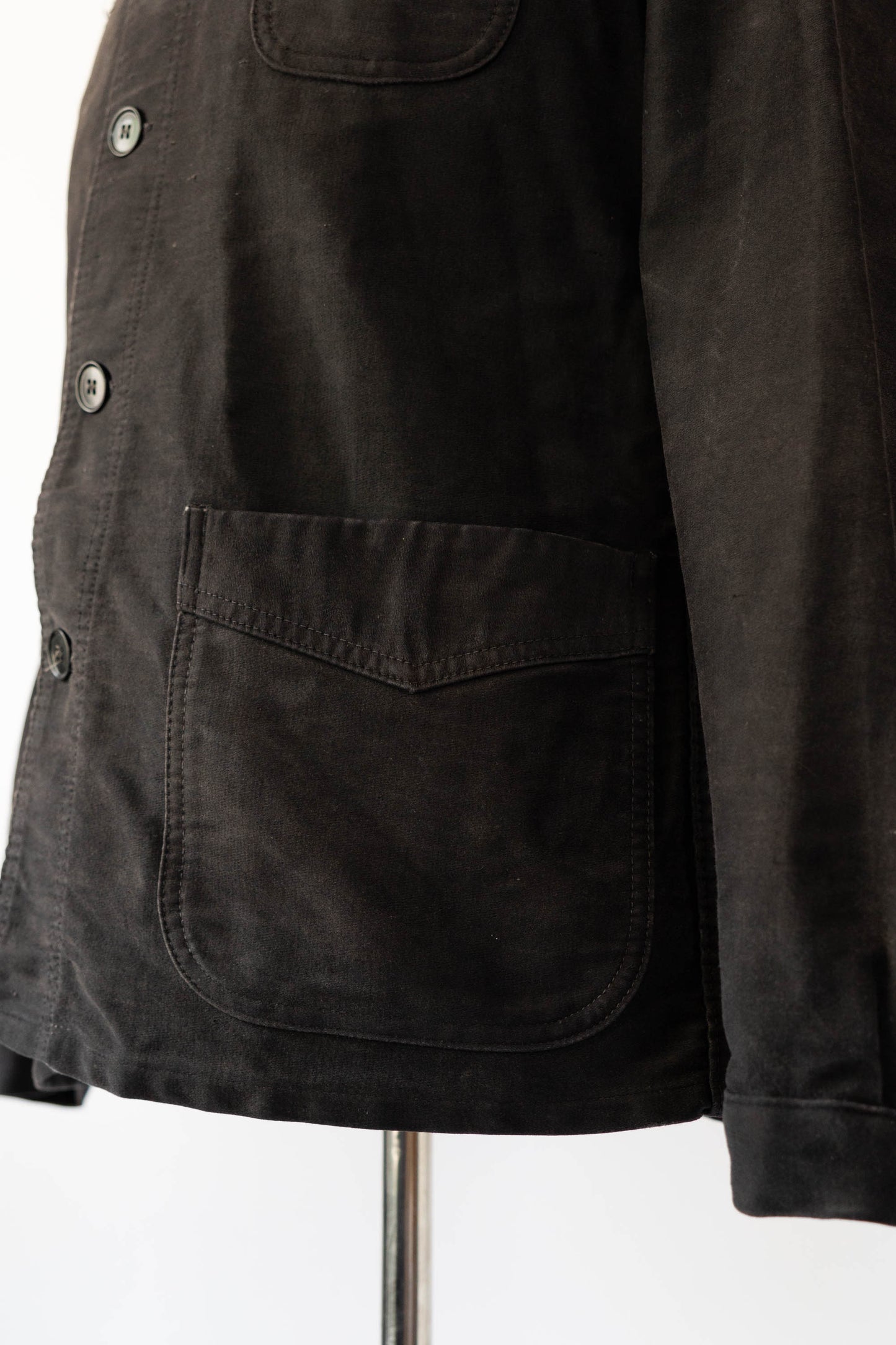 ~50s French Work Black Moleskin Jacket "Le Mont St Michel"