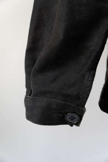 ~50s French Work Black Moleskin Jacket "Le Mont St Michel"