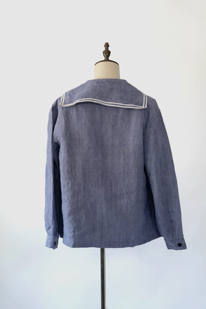 50s French Marine Ramie Linen Sailor Smock