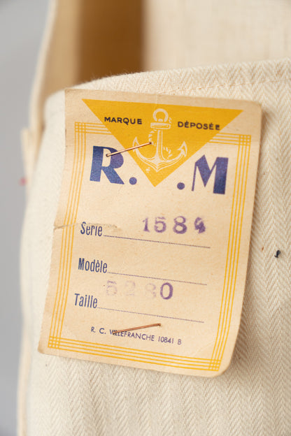 50s French Marine Nationale Cotton HBT Salopette "DECATI" DEAD STOCK