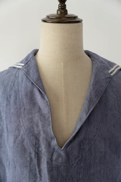 50s French Marine Ramie Linen Sailor Smock