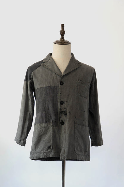 40s French Work Salt & Pepper Atelier Jacket "Boro"
