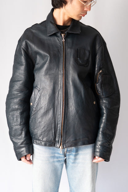 70s French Vintage Pilot Leather Jacket Civilian"K6"